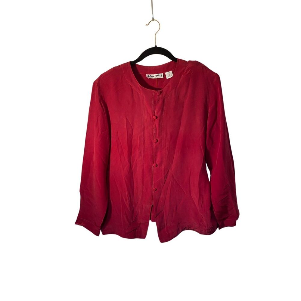 Chelsea young vintage women’s red long sleeve 100% silk blouse 12